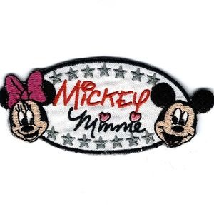 3.75X1.5" Mickey Minnie Mouse Embroidered IRON ON